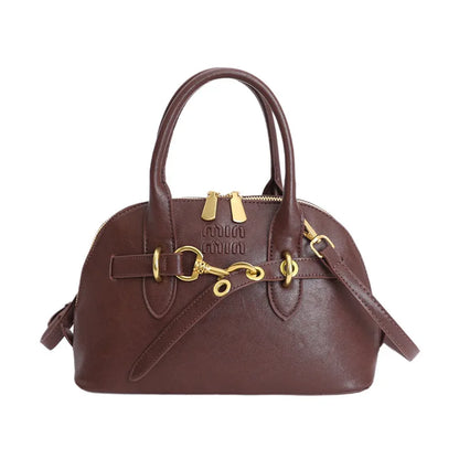 2026 New Hot Sale Dome Bag Bear Pendant Decor Metal Buckle PU Leather Winter Date Stylish Retro Handbag