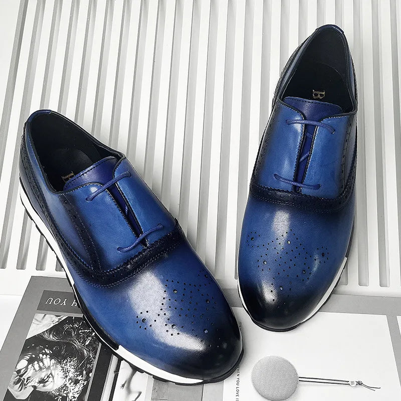 Men's Retro Style British Oxford Wedding Dress Shoes Comfortable Genuine Leather Business Formal for Autumn Season