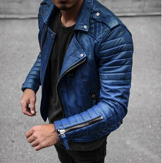 OEM Service Popular Selling Fashion Men Casual Leather Plus Size Jacket Solid Color Long Sleeve PU Brown Slim Coat