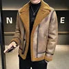 M-4XL Autumn and Winter New Wool Polo Collar Plus Plush Thickened Men's Motorcycle Leather Jacket Fur Integrated Jacket