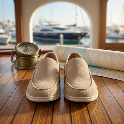 Men's Suede Cow Leather Penny Loafers Slip-On Flats Moccasins Casual Shoes Peas Comfortable Footwear