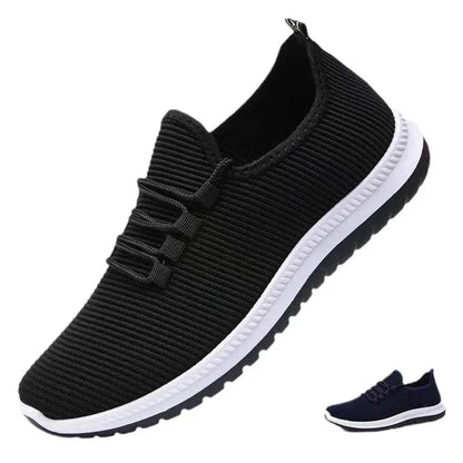 Spring Breathable Lace-Up Anti-Slip Soft-Sole Running Sports Shoes for Men with Synthetic Leather Upper