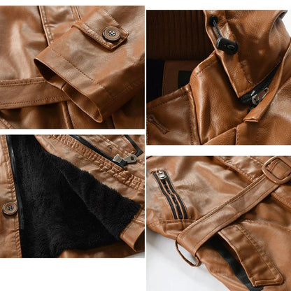 M-4XL New Men's Mid-length Leather Jacket Korean Version Youth Large Size PU Leather Windbreaker Men's Jacket