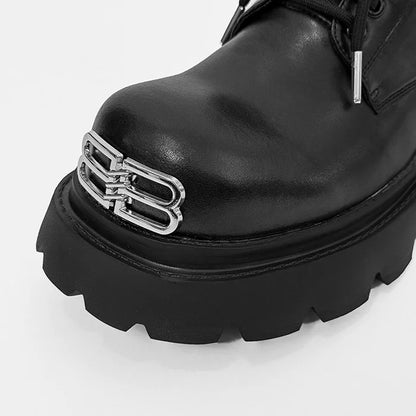 Designer Chunky Derby Shoes for Men Cleanfit Style Platform Leather Shoes Height Increasing Big Head Casual Fashion Oxford