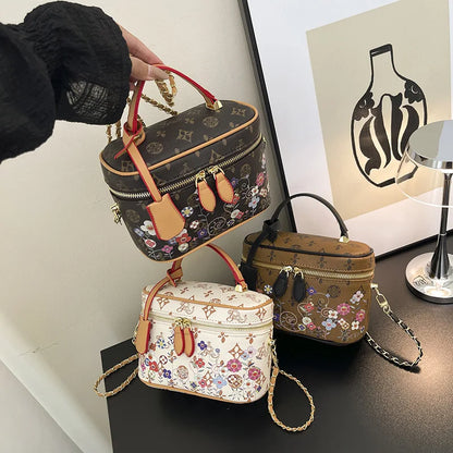 Top-Tier Designer Luxury Vanity Bag Genuine Leather Cowhide Multi-color Flower Monogram Handbag Crossbody Bag
