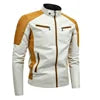 L-3XL Plush Leather Jacket Men's Coat Youth Motorcycle Suit Color Blocking New Style Leather Coat