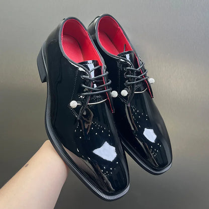 25165 Good Quality New Black Business Men Leather Shoes Fashion square Toe Men Dress Shoes