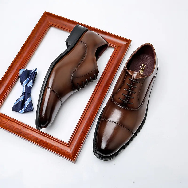 Italian Formal Oxfords Zapato De Vestir Office Shoes Genuine Leather Casual Business Men's Leather Dress Shoes
