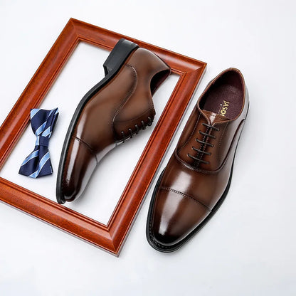 Italian Formal Oxfords Zapato De Vestir Office Shoes Genuine Leather Casual Business Men's Leather Dress Shoes