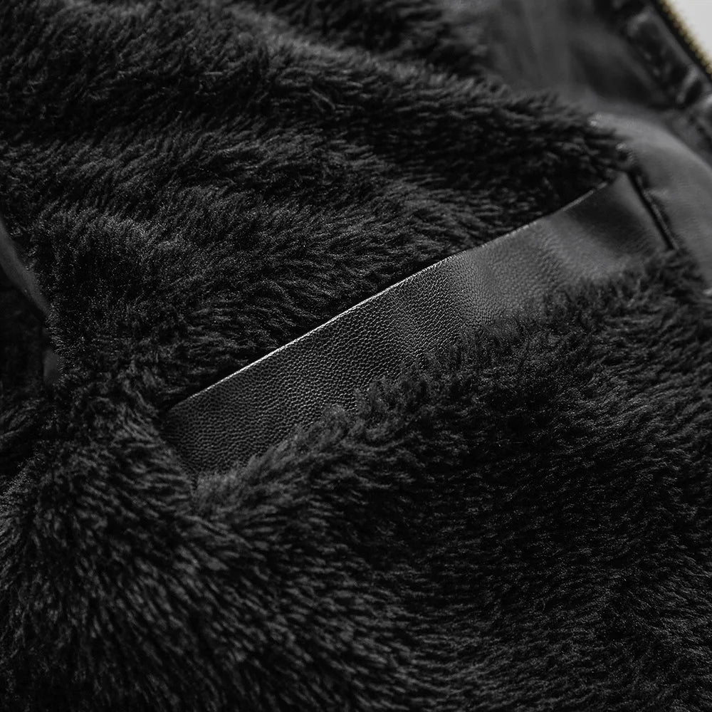 L-3XL Plush Leather Jacket Men's Coat Youth Motorcycle Suit Color Blocking New Style Leather Coat