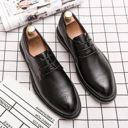 Fashion England Trend Autumn Casual Men's Wedding Shoes Wholesale Flock Oxford Leather Breathable Anti-Slippery Plus Size Formal