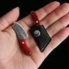 YATONG Mini Outdoor Multi-Functional Knife Set OEM 3Cr13 Stainless Steel Blade Wood Handle DIY Grade Scabbard Keychain Leather 1