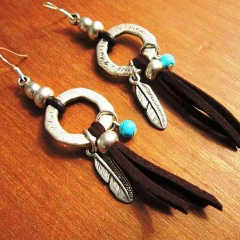 leather Earrings big leather Earrings Spiral Shell leather earrings Bohemia Earring