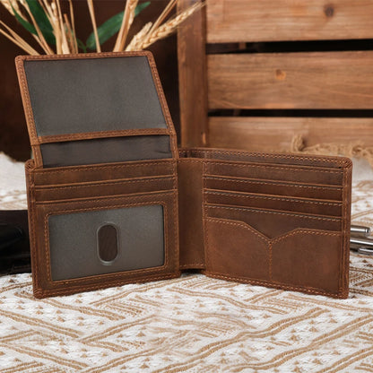 Laser Engraving Custom Logo Black High Grade 100% Real Genuine Cowhide Napa Leather Wallet Gift Wallet Set for Men