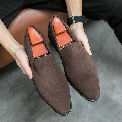 Suede Leather Slip on Casual Loafers Breathable Fashion Red Bottoms for Men Shoes