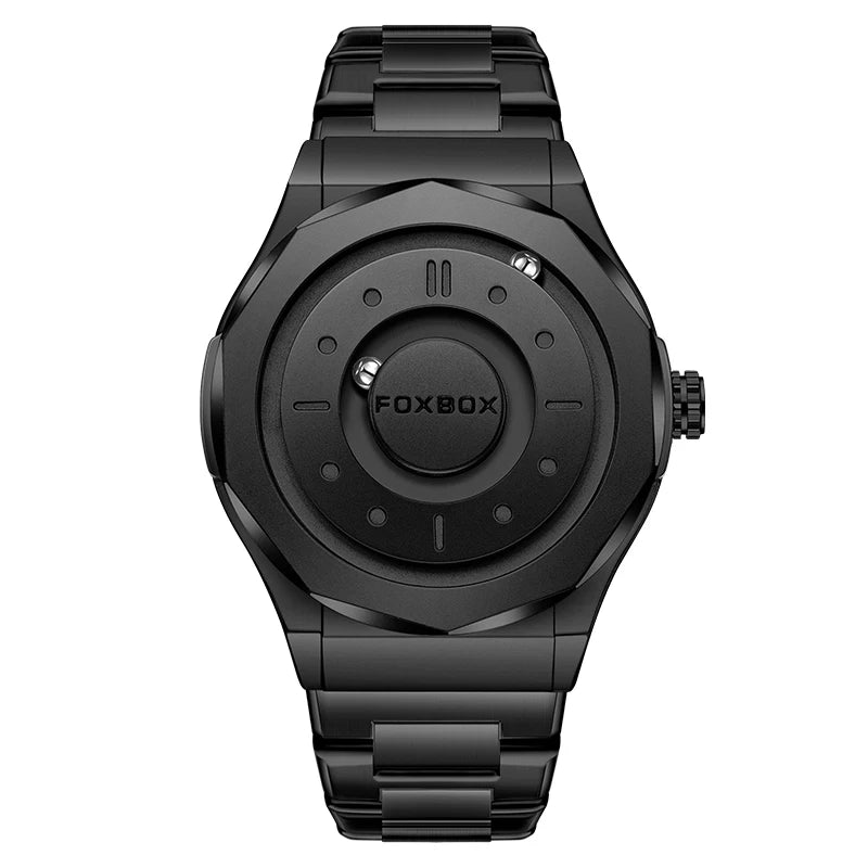 For FB0091 43mm Dial Gray Leather Men's Cartoon Simple Magnetic Levitation Watch with 3D Floating Ball Waterproof Gift Box