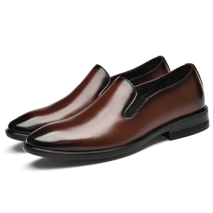 Men's Uniform Dress Oxford Loafers Derby Flats Shoes Low-top Slip on Cow Genuine Leather Pointed Toe Business Casual Breathable