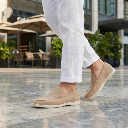Men's Suede Cow Leather Penny Loafers Slip-On Flats Moccasins Casual Shoes Peas Comfortable Footwear