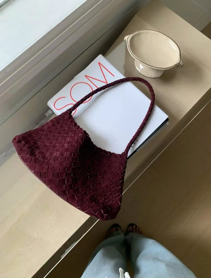 New Arrival Unique Retro Green Women's Suede Hobos Shoulder Bag Durable Button Large Capacity Genuine Leather Lining Luxury