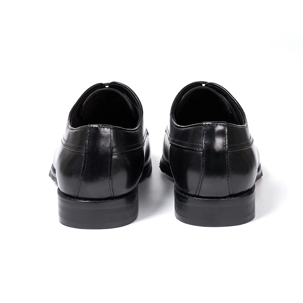 2026 High-End Handmade Men's Genuine Leather Lace-up Flat Dress Oxford Shoes Square Toe Casual Business Daily Use Wedding Spring