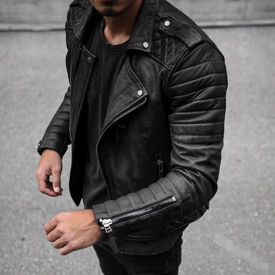 OEM Service Popular Selling Fashion Men Casual Leather Plus Size Jacket Solid Color Long Sleeve PU Brown Slim Coat