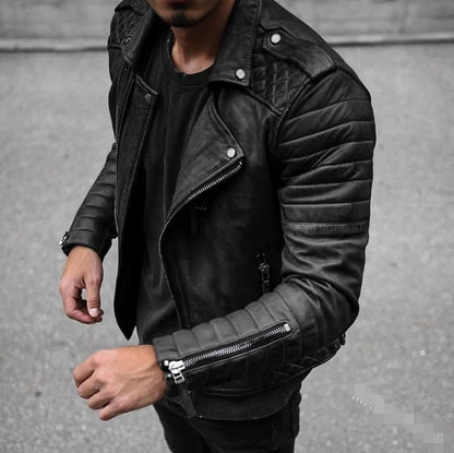 OEM Service Popular Selling Fashion Men Casual Leather Plus Size Jacket Solid Color Long Sleeve PU Brown Slim Coat