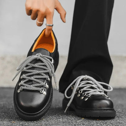New Design Thick Sole Pointed Toe Faux Suede Leather Derby Shoes Classic Durable Height Increasing Dress Shoes