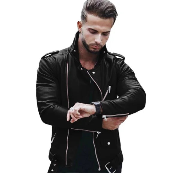 Liu Ming New Autumn Winter Mens Fashion PU Leather Plus Size Jacket Coats