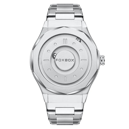 For FB0091 43mm Dial Gray Leather Men's Cartoon Simple Magnetic Levitation Watch with 3D Floating Ball Waterproof Gift Box