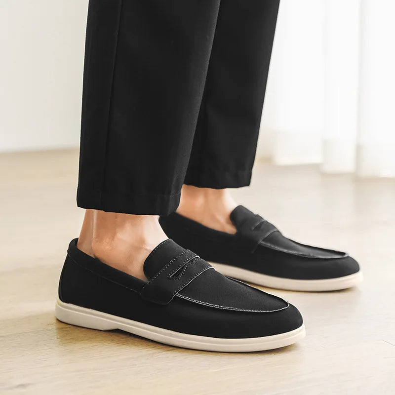 Men's Solid Summer Breathable Bean Shoes Slip-on Round Toe Imitation Leather Lining Casual Lazy Loafers Office & Career