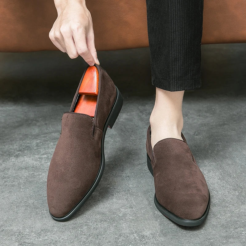Suede Leather Slip on Casual Loafers Breathable Fashion Red Bottoms for Men Shoes