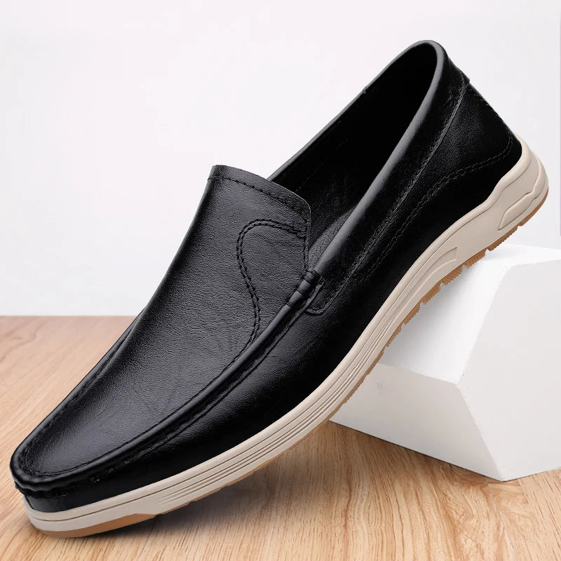 Men's Loafers Flats Uniform Dress Oxford Shoes Low-top Slip on Driving Shoes Penny Loafer Genuine Leather Light-Weight Casual