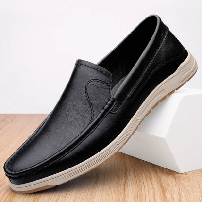 Men's Loafers Flats Uniform Dress Oxford Shoes Low-top Slip on Driving Shoes Penny Loafer Genuine Leather Light-Weight Casual