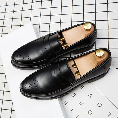 New Design Pure Color Comfort Fashion Loafers High Quality Slip-on PU Leather Oxfords Dress Shoes Men
