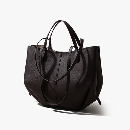 Designer Inspired Genuine Leather Shoulder Bag Modern Minimal Tote Contemporary Fashion Essential