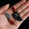 YATONG Mini Outdoor Multi-Functional Knife Set OEM 3Cr13 Stainless Steel Blade Wood Handle DIY Grade Scabbard Keychain Leather 1
