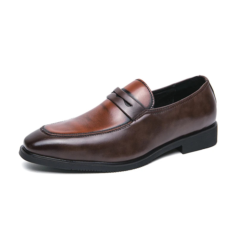 Cross-border Men's New Design Dress Shoes & Oxfords PU Leather Casual High Top Toe Loafers Easy Wear Large Sizes Fashion Shoes
