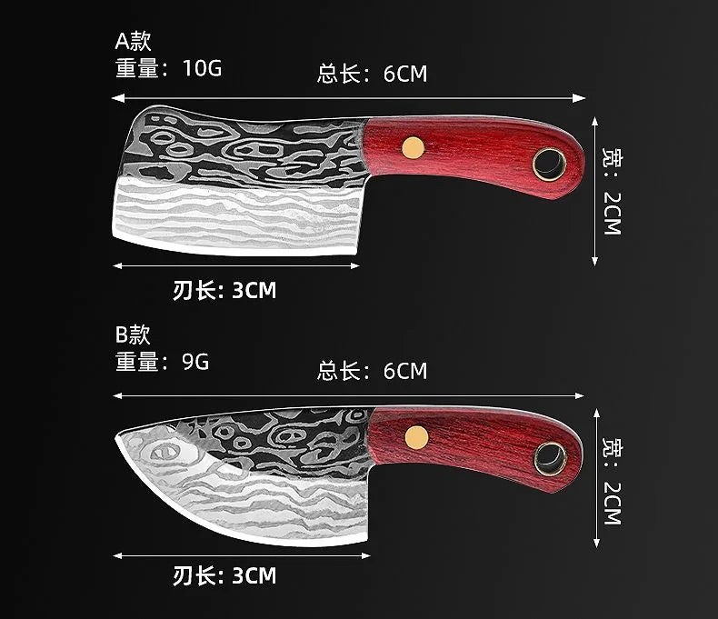 YATONG Mini Outdoor Multi-Functional Knife Set OEM 3Cr13 Stainless Steel Blade Wood Handle DIY Grade Scabbard Keychain Leather 1