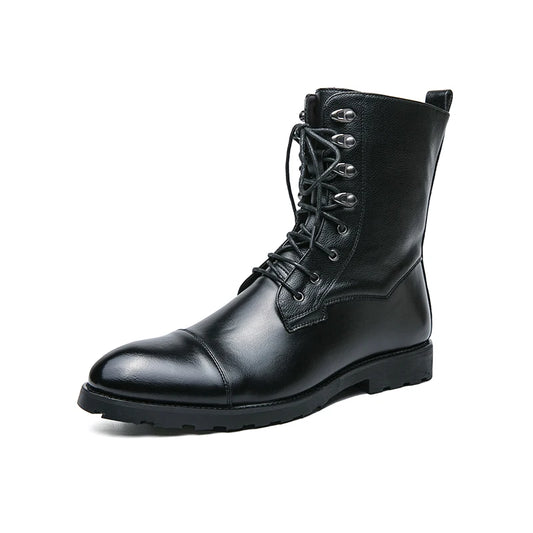 Custom High Top Microfiber Leather Plus Size Flat Boots 38-48 Men Shoes Male Casual Motorcycle Boot