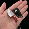 YATONG Mini Outdoor Multi-Functional Knife Set OEM 3Cr13 Stainless Steel Blade Wood Handle DIY Grade Scabbard Keychain Leather 1