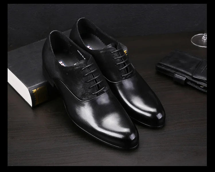 S0394X           Men's Business Suit British Style Genuine Leather Matte Wedding Handmade Oxford Shoes Pointed Toe