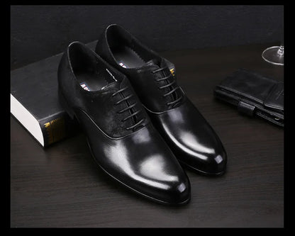 S0394X           Men's Business Suit British Style Genuine Leather Matte Wedding Handmade Oxford Shoes Pointed Toe
