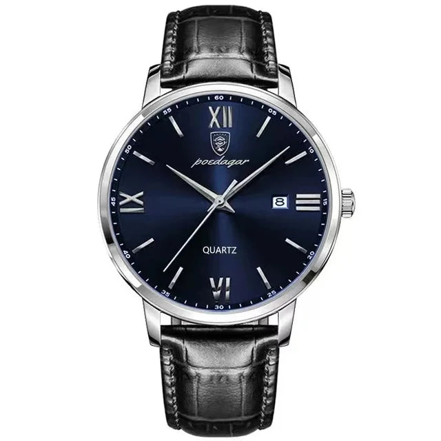 POEDAGAR 826 Men's Watches Top Reloj Luxury Men Wrist Watch Leather Quartz Watch Sports Waterproof Male Business Date Clock