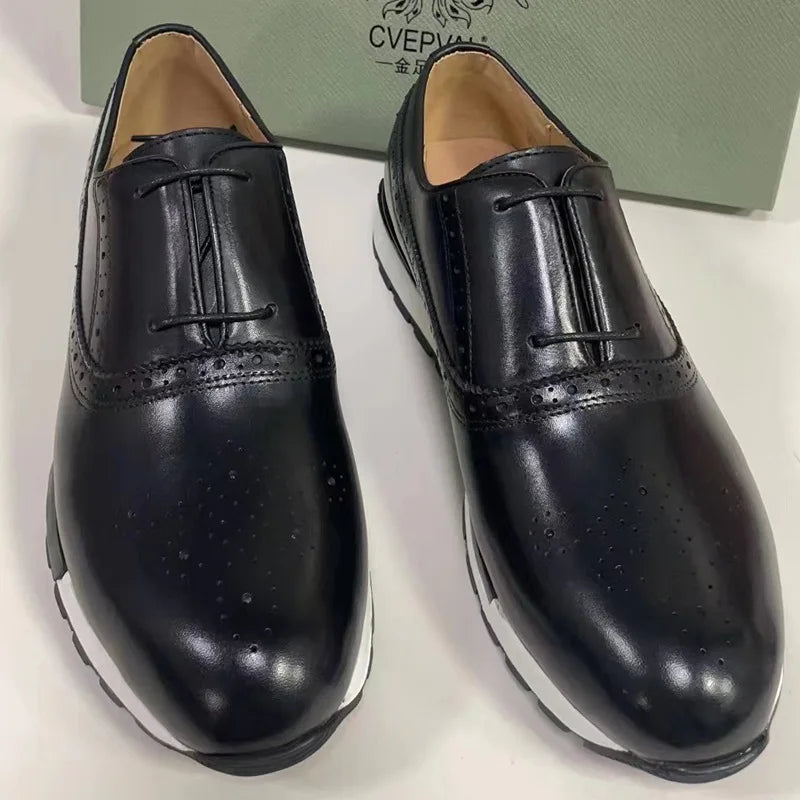 Men's Retro Style British Oxford Wedding Dress Shoes Comfortable Genuine Leather Business Formal for Autumn Season