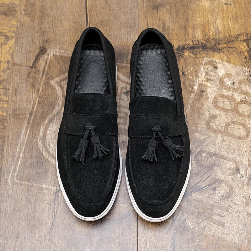 Classic Suede Leather Men's Casual Slip-on European Style Men Classy Fashion Men's Dress Loafer Shoes Business Oxfords