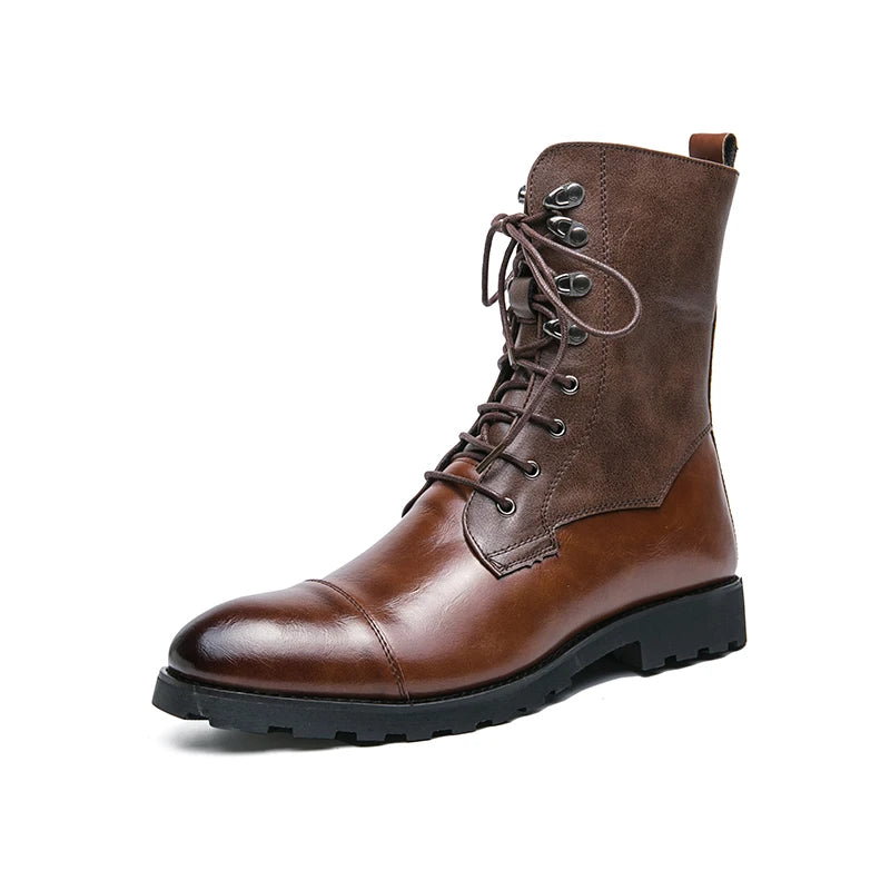 Custom High Top Microfiber Leather Plus Size Flat Boots 38-48 Men Shoes Male Casual Motorcycle Boot