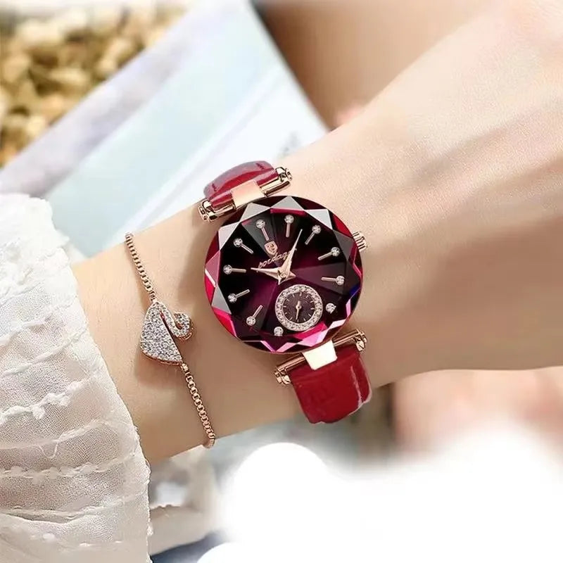 POEDAGAR 719 Leather Women's Quartz Wristwatch Fashion Vintage Business Luxury Waterproof  Watch for Women Ladies Montre Relojes