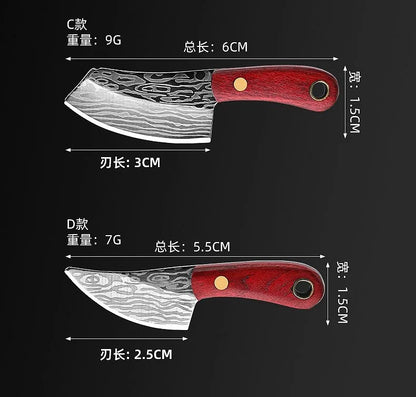 YATONG Mini Outdoor Multi-Functional Knife Set OEM 3Cr13 Stainless Steel Blade Wood Handle DIY Grade Scabbard Keychain Leather 1