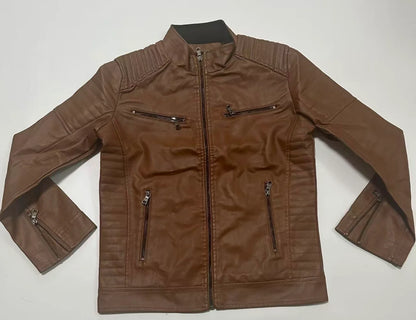OEM Autumn Winter New Products Men Casual Outwear Stand Collar Faux Leather Motorcycle Jackets Youth Slim PU Coats