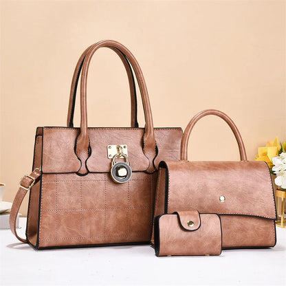 2026 acs Main Pour Femmes Luxury Designer Women's 3-Piece PU Leather Handbags Wallet Set Shoulder Bags Nylon Zipper Closure